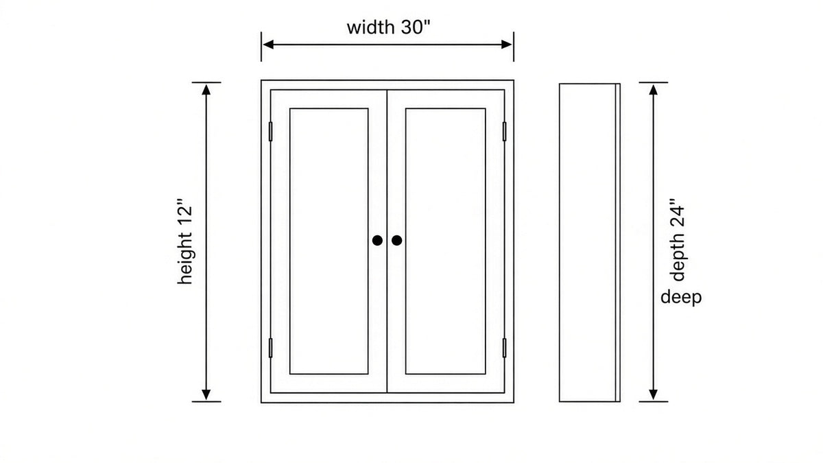 Shaker White- W3012x24 technical diagram