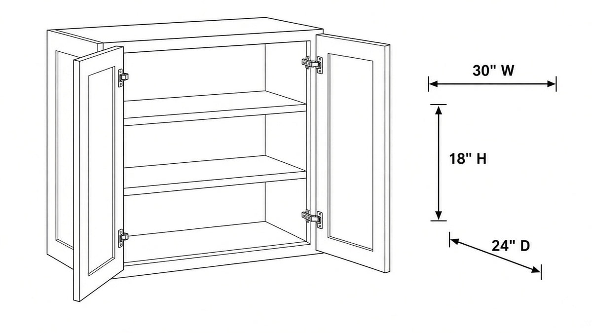 Shaker White- W3018x24 technical diagram