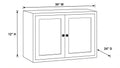 Shaker White- W3612x24 technical diagram