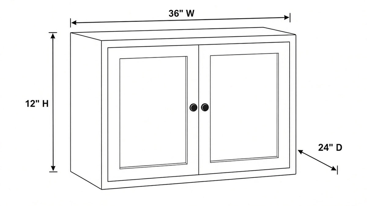 Shaker White- W3612x24 technical diagram