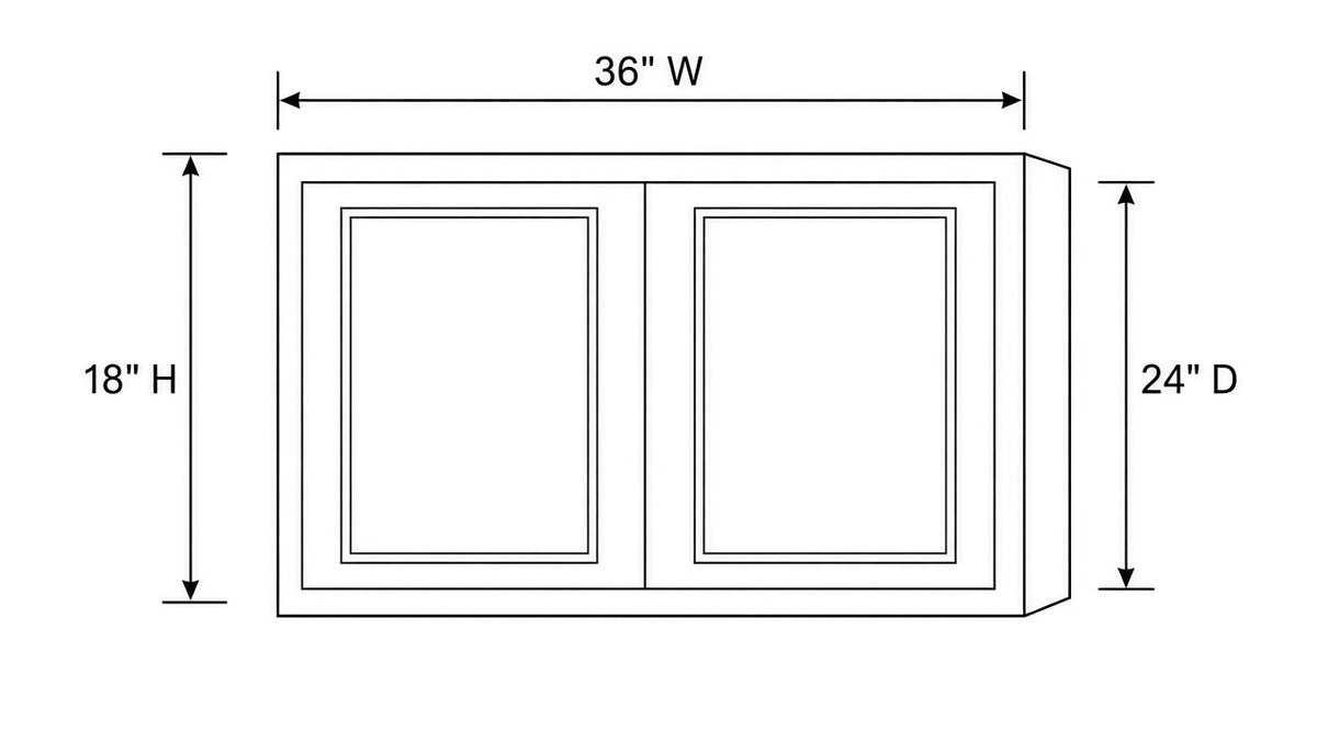 Shaker White- W3618X24 technical diagram