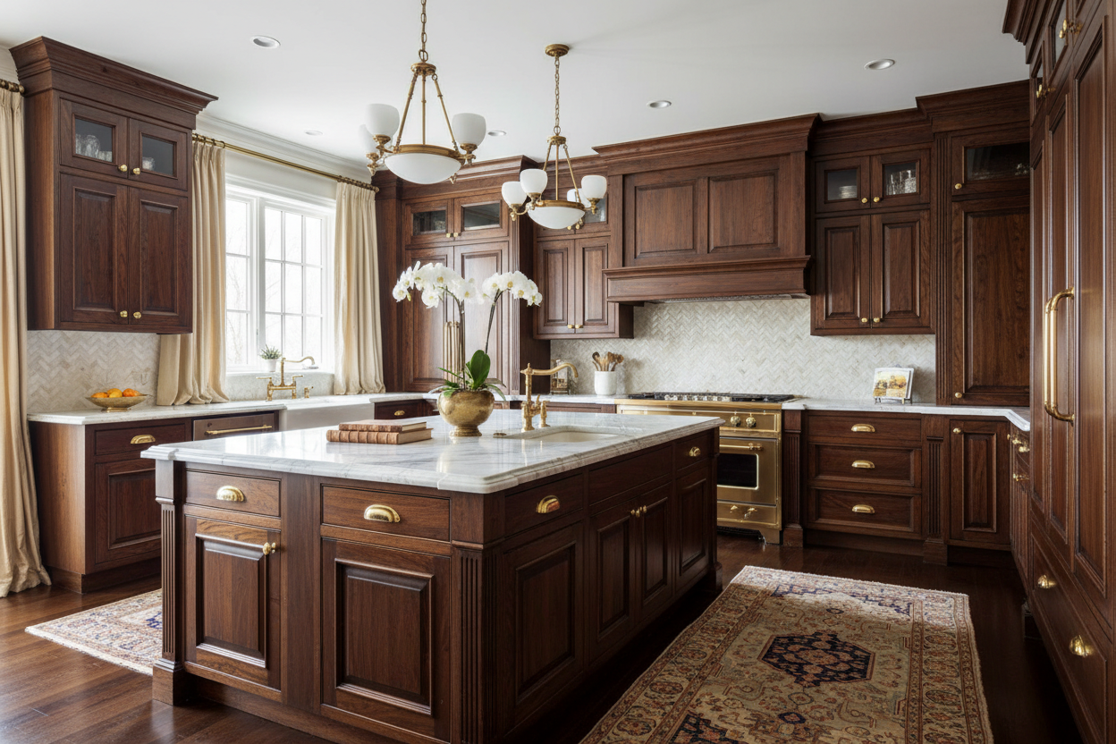 Rich Dark Wood Cabinets