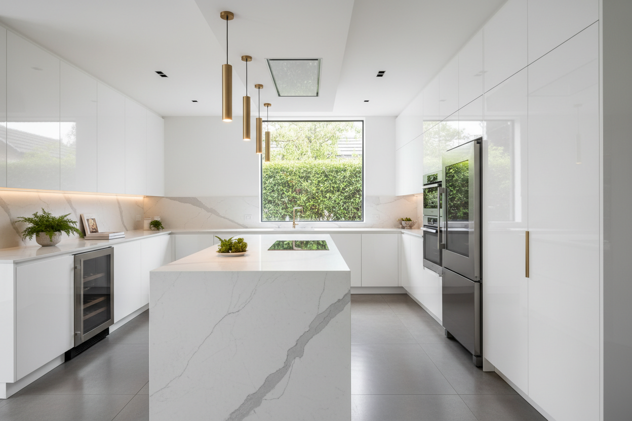 Sleek White Minimalist Kitchen